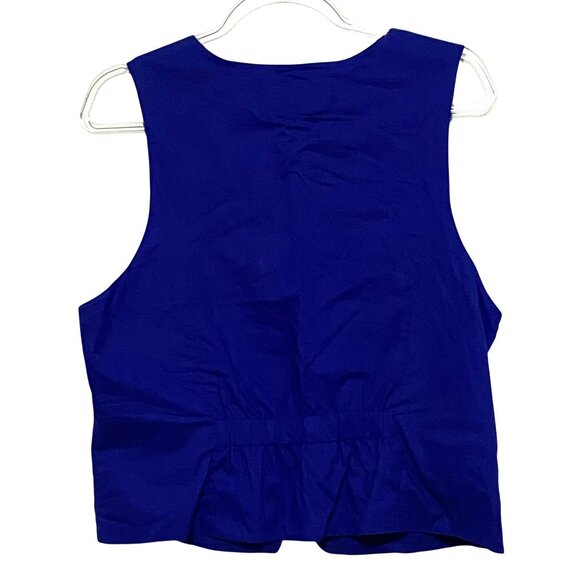 Vintage Susan Bristol Beaded Embroidered Vest L Blue Bloomcore Hippie Flowers - Picture 2 of 5